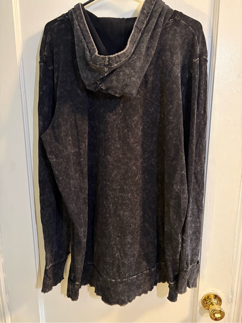 Women’s Zenana Black Washed Hoodie Sweater with Contrast Drawstrings - Picture 3 of 3